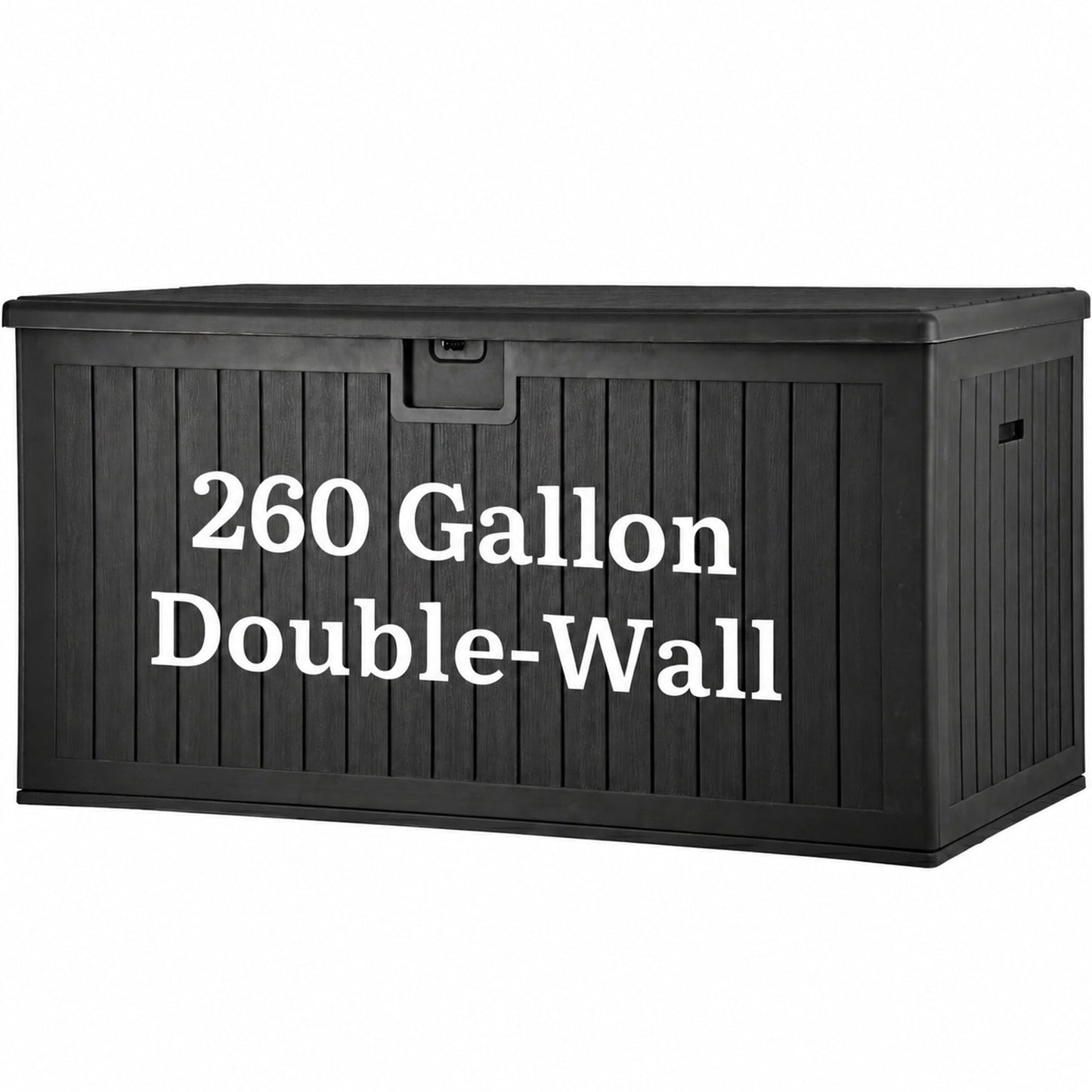 YITAHOME 260 Gallon Large Deck Box with Divider & Side Handles, Outdoor Double-Wall Storage for Patio Furniture Cushions, Garden Pool Accessories, Water Resistant & Lockable, Black