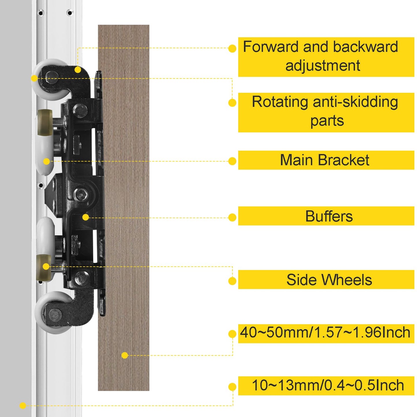 36-48" Heavy Duty Hidden Sliding Barn Door Hardware and Track, Floating Door System, Floating Wall Mount, Soft Close, Quiet and Smooth, Easy to Install (Can be Installed on Doors up to 48")