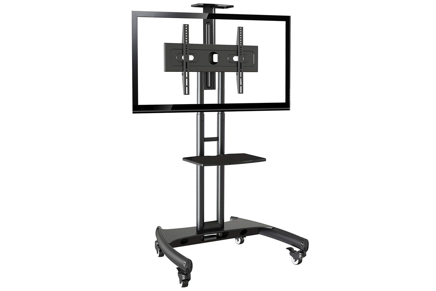 Rocelco VSTC 32"-70" Mobile Flat Screen, Monitor, A/V and TV Cart with A/V Component and Webcam Shelves (R VSTC), Black