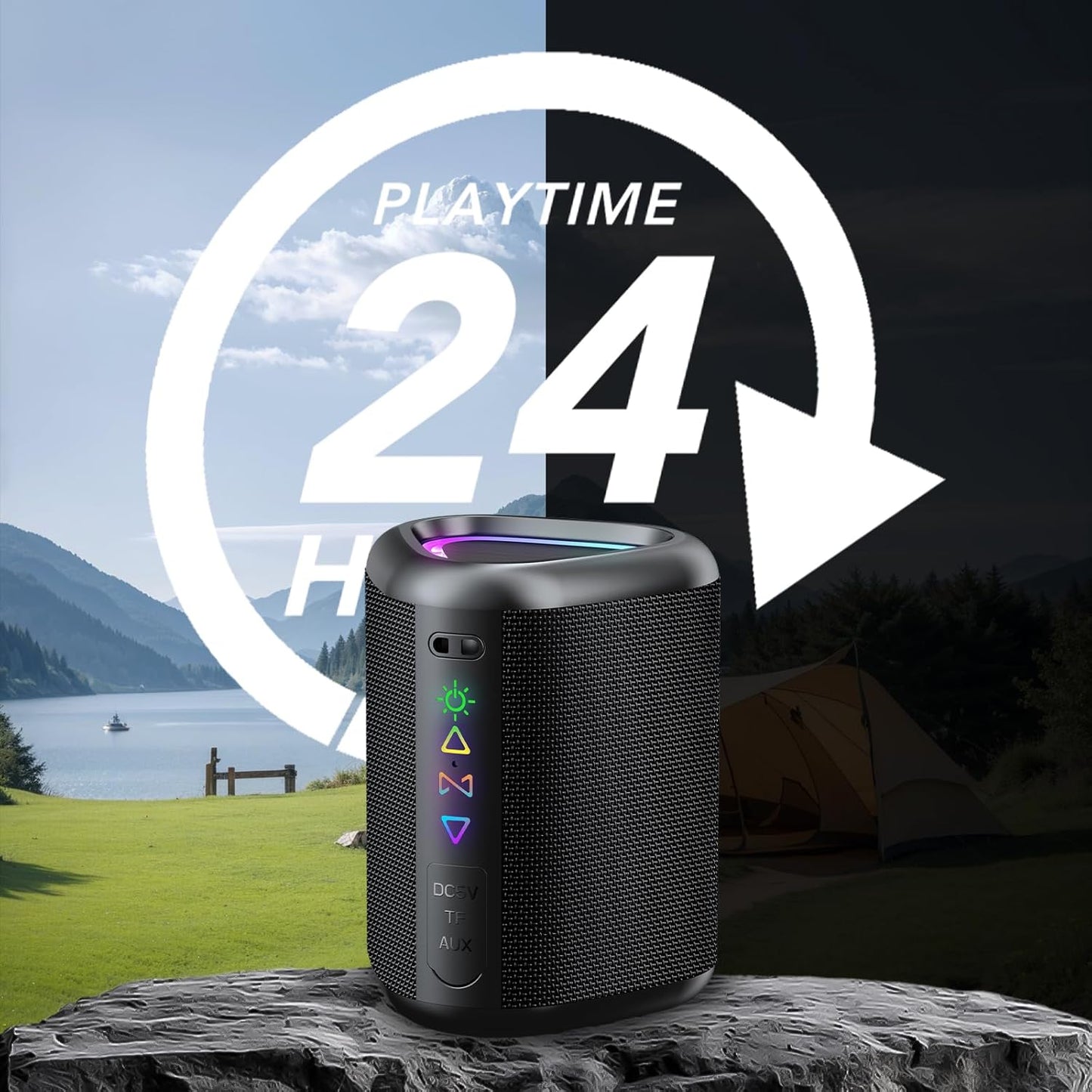 aowoka 2025 5.4, 24H IPX7 Bluetooth Speaker, Portable Wireless Speakers with Led Light, Bluetooth Playtime, Enhanced
