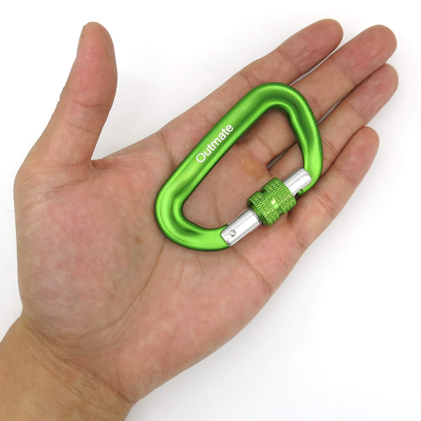 Outmate 12kN 3.2"x2" Heavy-Duty Carabiner Clips - Durable, Lightweight Aluminum Alloy Carabiners for Hiking, Camping, Keychains, Dog Leashes, Hammocks & More(Screw gate,2 Grass Green)