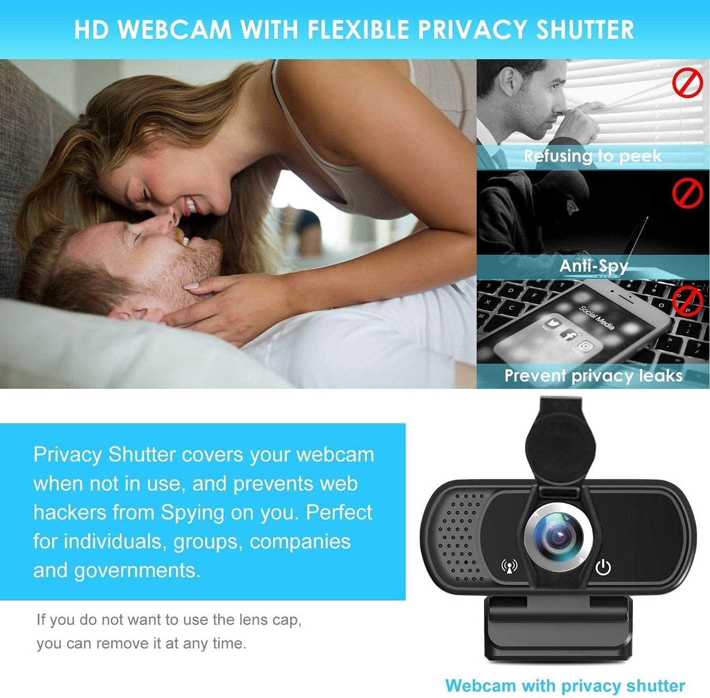 XPCAM 1080P Full HD Webcam with Microphone and Tripod, Pro Streaming Computer Camera with Privacy Cover, Widescreen USB