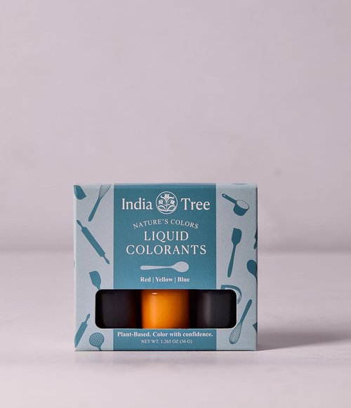 India Tree Nature’s Colors Natural Liquid Food Coloring Set - Plant-Based, Non-GMO, Allergen-Free, 3 Bottles (Red, Yellow, Blue) - 1.265 oz