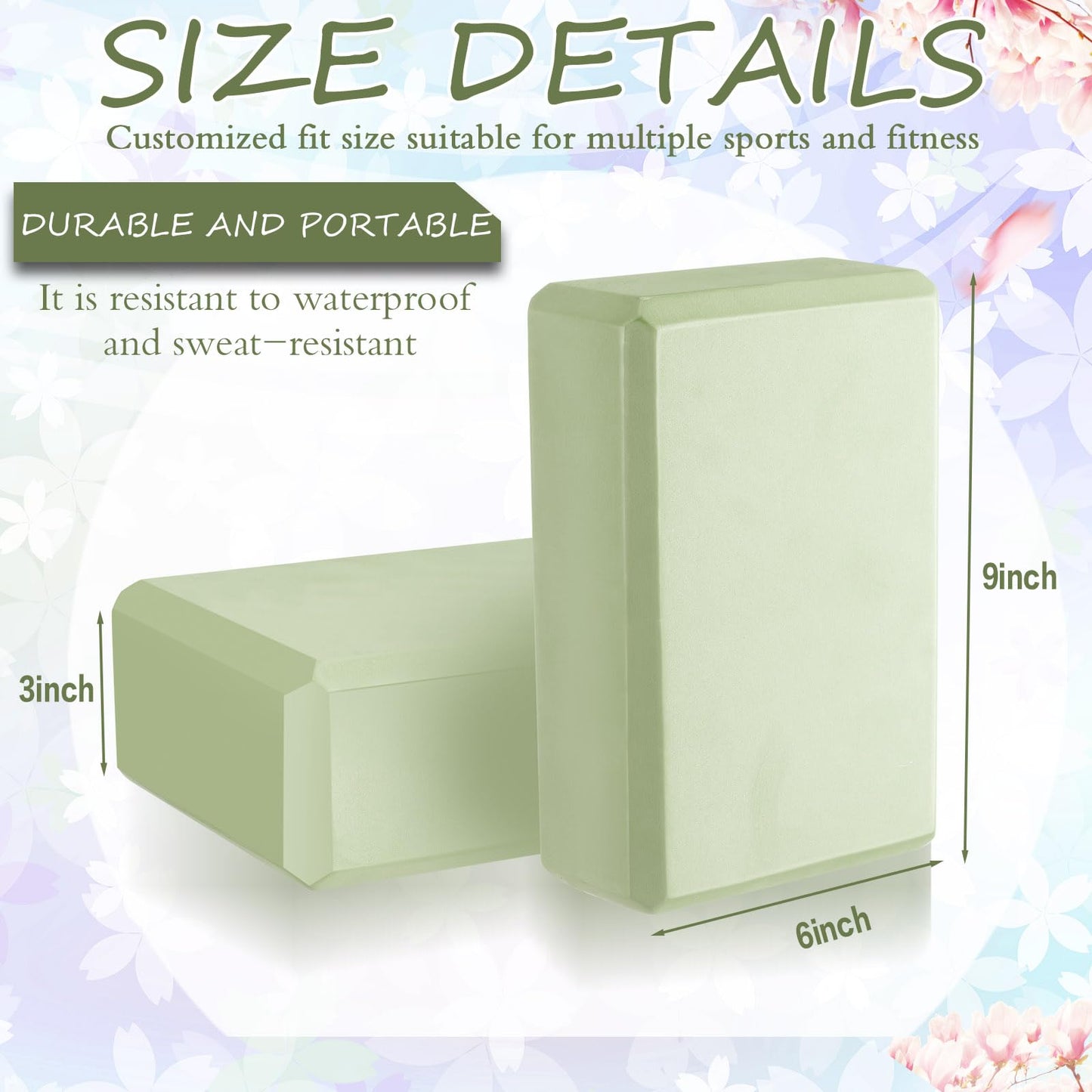 Outus 20 Pcs Yoga Blocks Bulk 9 x 6 x 3 Inch High Density Bricks to Improve Strength Flexibility Balance Soft Non Slip Gymnastic Blocks for Yoga Sports(Light Green)