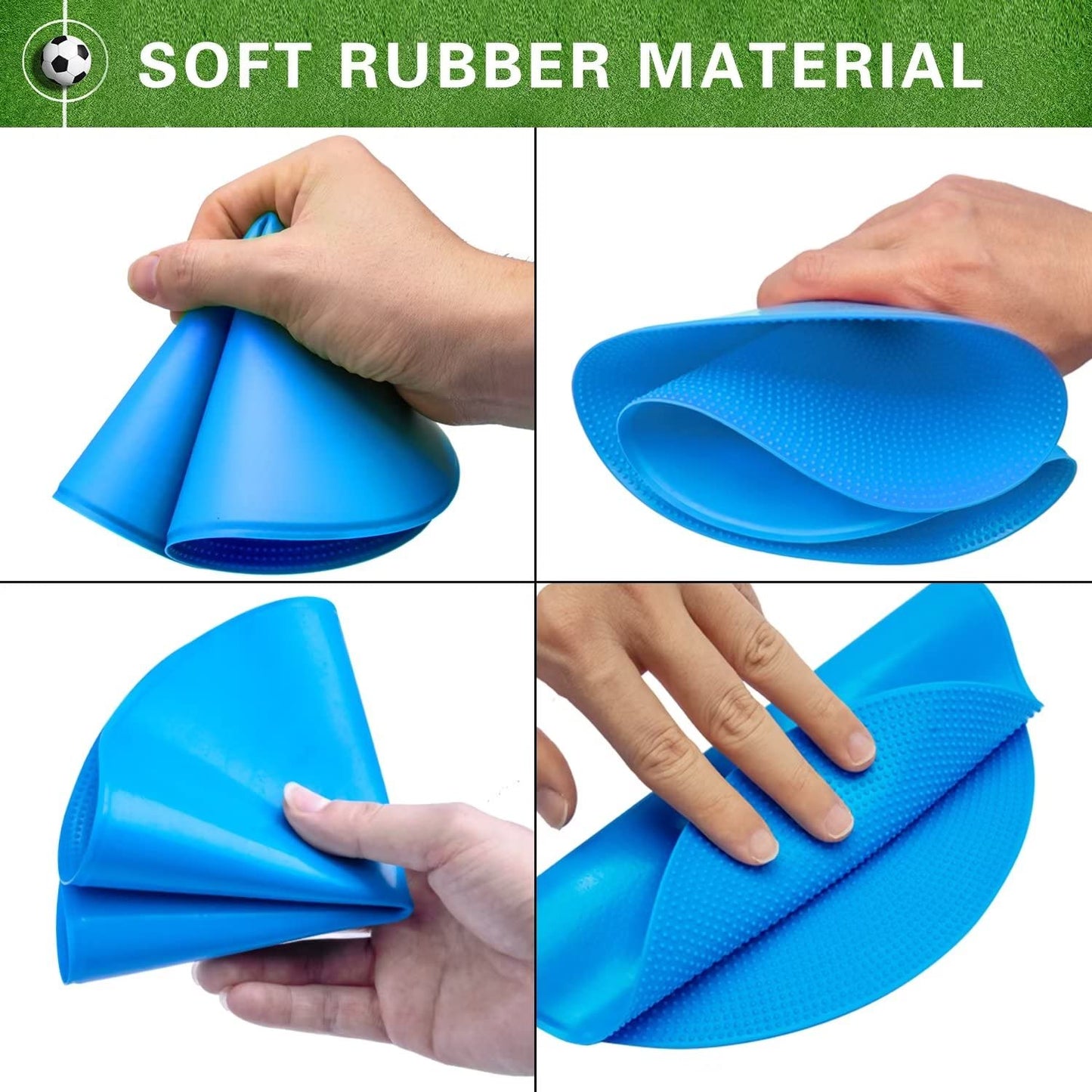 Spot Markers 9 inch 12 Pcs Non-Slip Rubber Agility Markers Flat Field Cones Floor Dots for Football, Soccer, Basketball Training Markers, School Activities, Exercise Drills, Social Distancing Blue