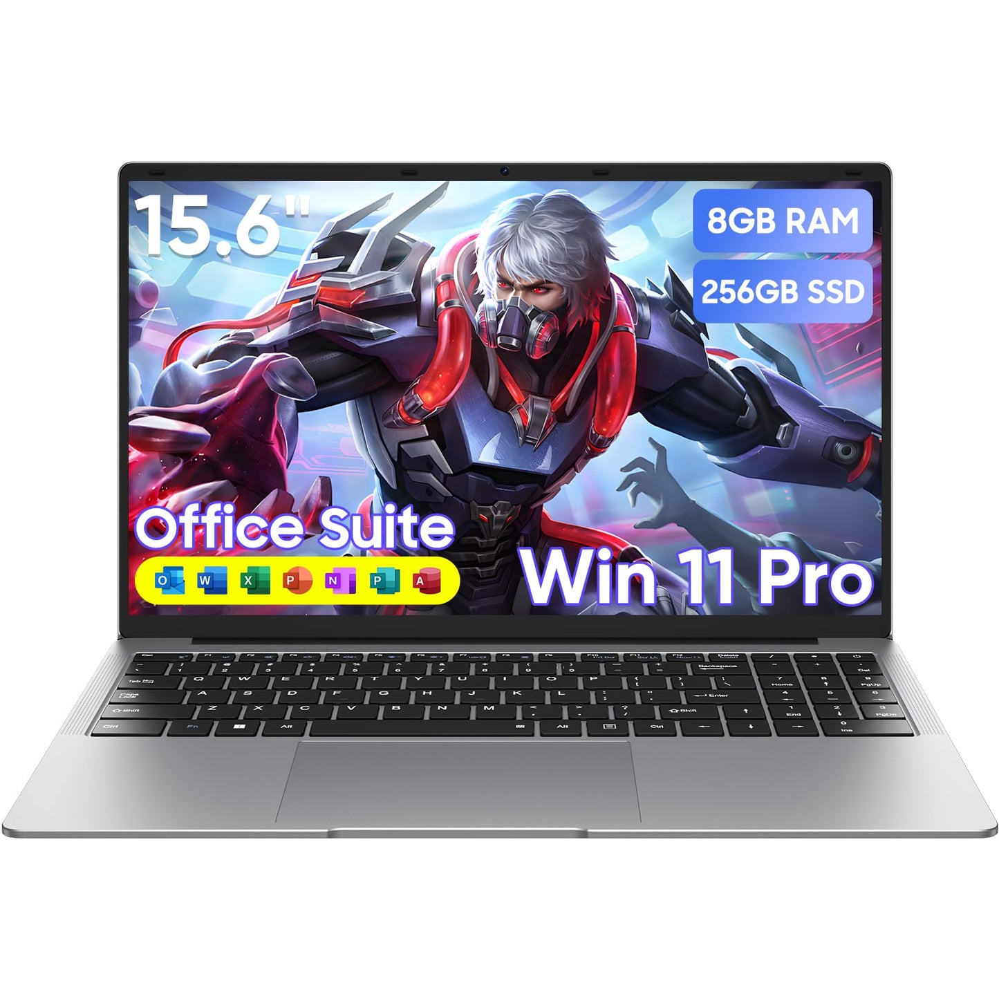 HYPERSTRIX Laptop Computer 15.6" Win11 Pro Laptops 8GB RAM 256GB SSD,Ms Office 365, 100% sRGB Screen, N4000 Processor, Notebook, Dual Band WiFi5, BT4.2, USB-A, HDMI,FHD 1920 * 1080 Display,Silver