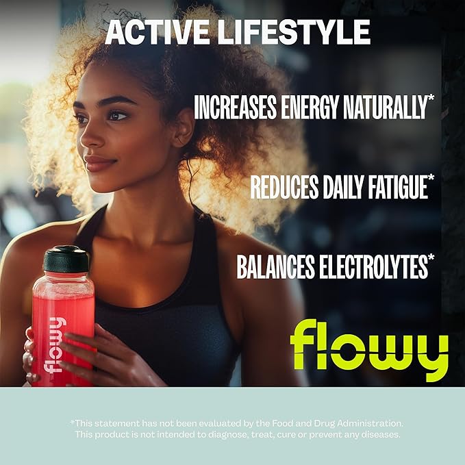 flowy Stim Free Pre Workout ??Nitric Oxide Booster for Men & Women | All Natural, Hydration, Non Stimulant Pump, Caffeine-Free, Electrolytes, L-Citrulline, Lemon Lime, 30 Servings