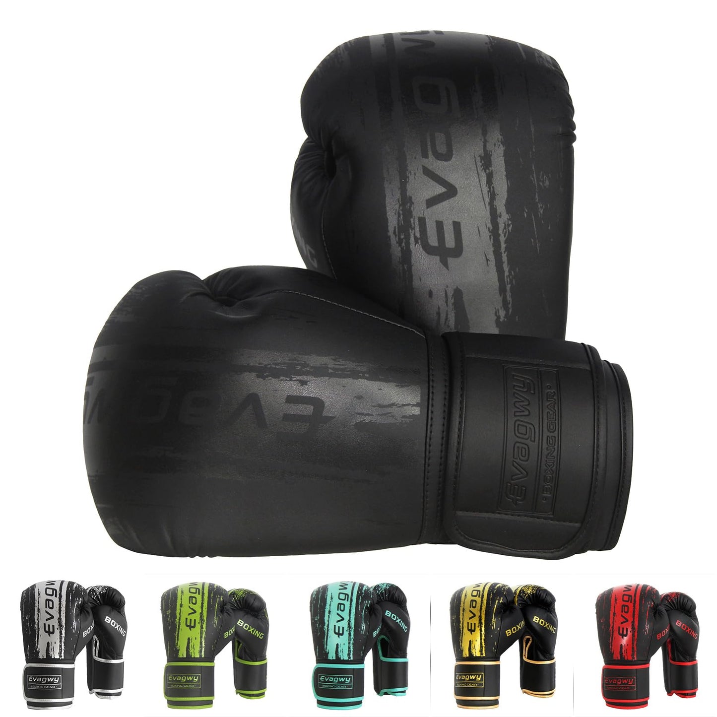 EVAGWY Boxing Gloves for Men and Women，Pro Training Sparring，Suitable for Boxing Kickboxing MMA Fighting，Adult Heavy Punching Bag Gloves，Workout Gloves for Boxing，Muay Thai (Black, 10OZ)