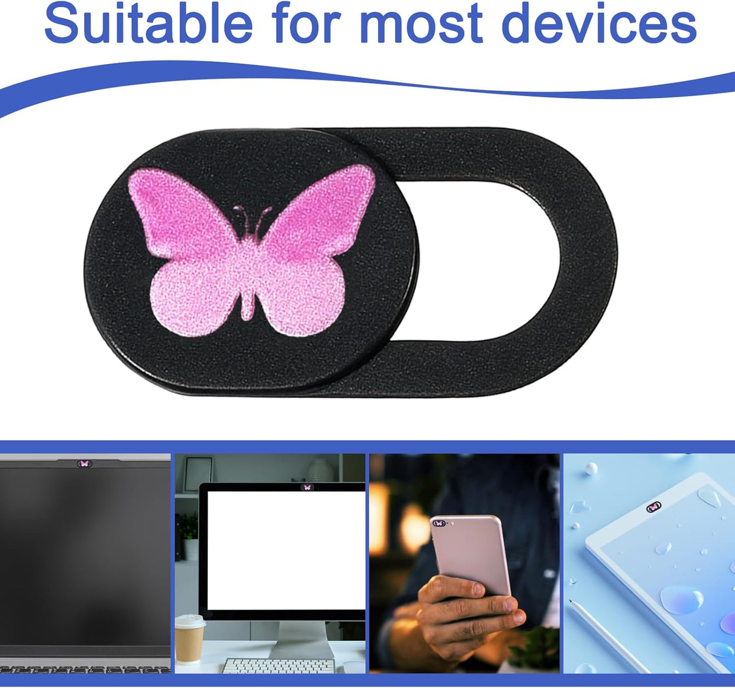 Qulkws 3 Pcs Webcam Cover Slide Butterfly Design Ultra-Thin Laptop Camera Cover Slide Web Cam Privacy Blocker