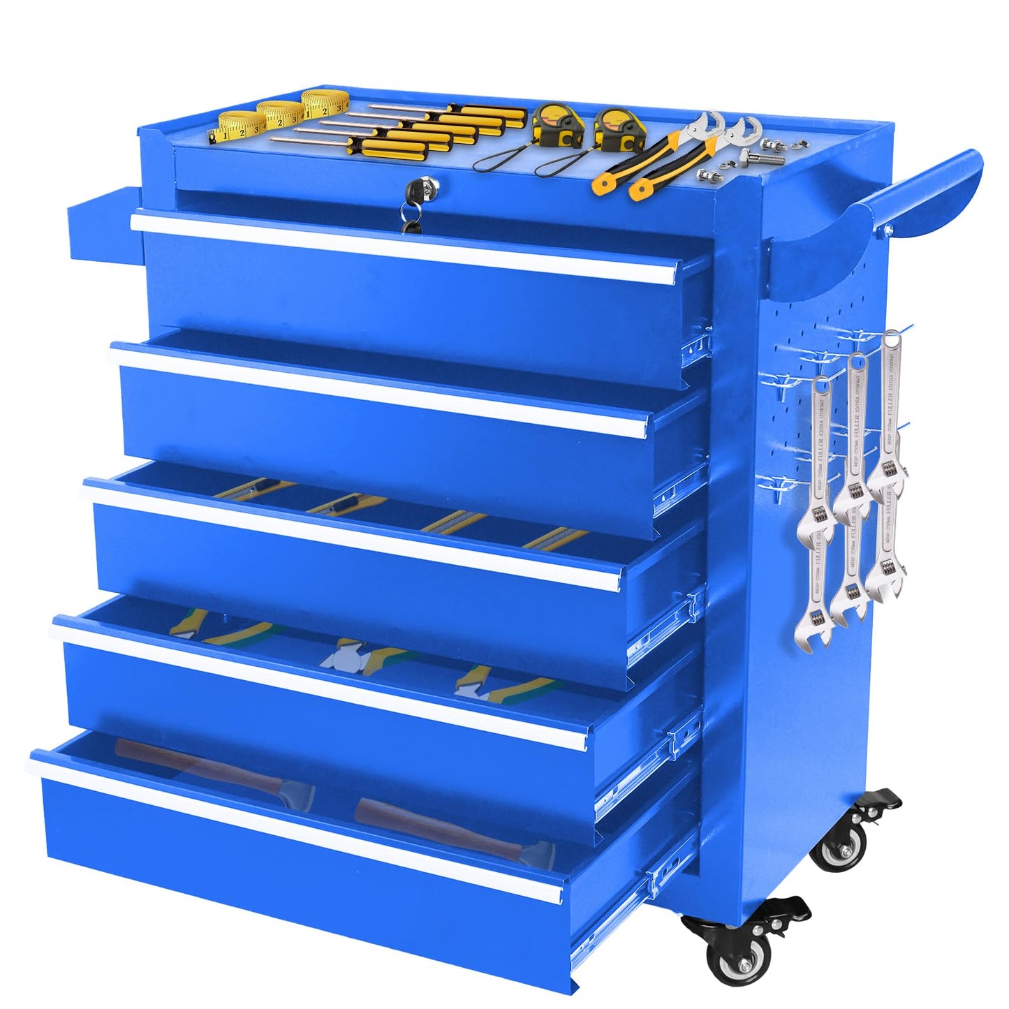 5 Drawers Rolling Tool Chest, Metal Tool Box with Wheels & Lock, Tool Drawers Garage Tool Storage Cabinets Organizer Rolling Cart Toolbox on Wheels for Garage, Workshop, Repair Shop(Assembly Required)