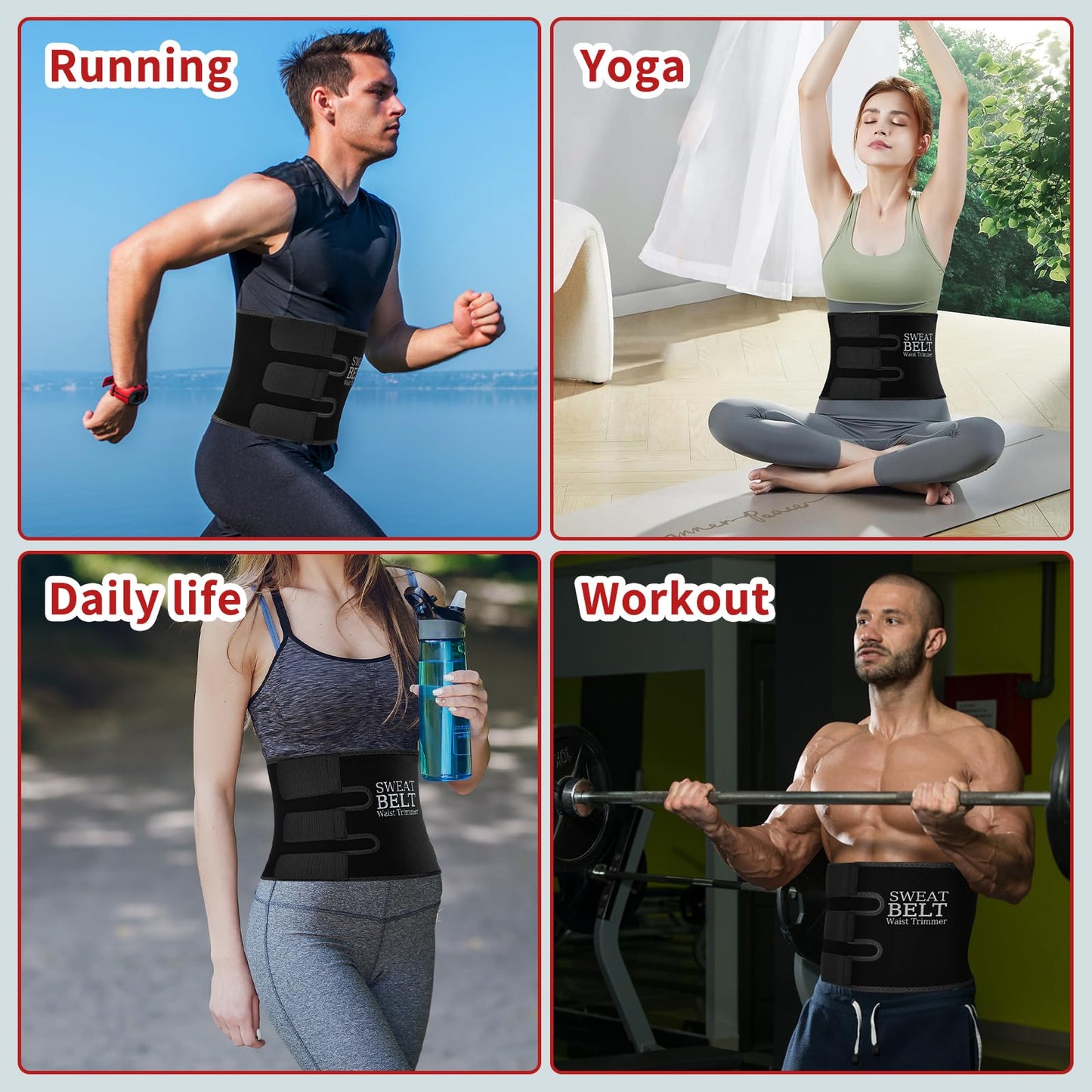 NEWCOO Sweat Waist Trainer For Women Men Waist Trimmer Sweat Belt Band Stomach Wrap Faja For Workout Weight Loss Lower Belly Fat Black