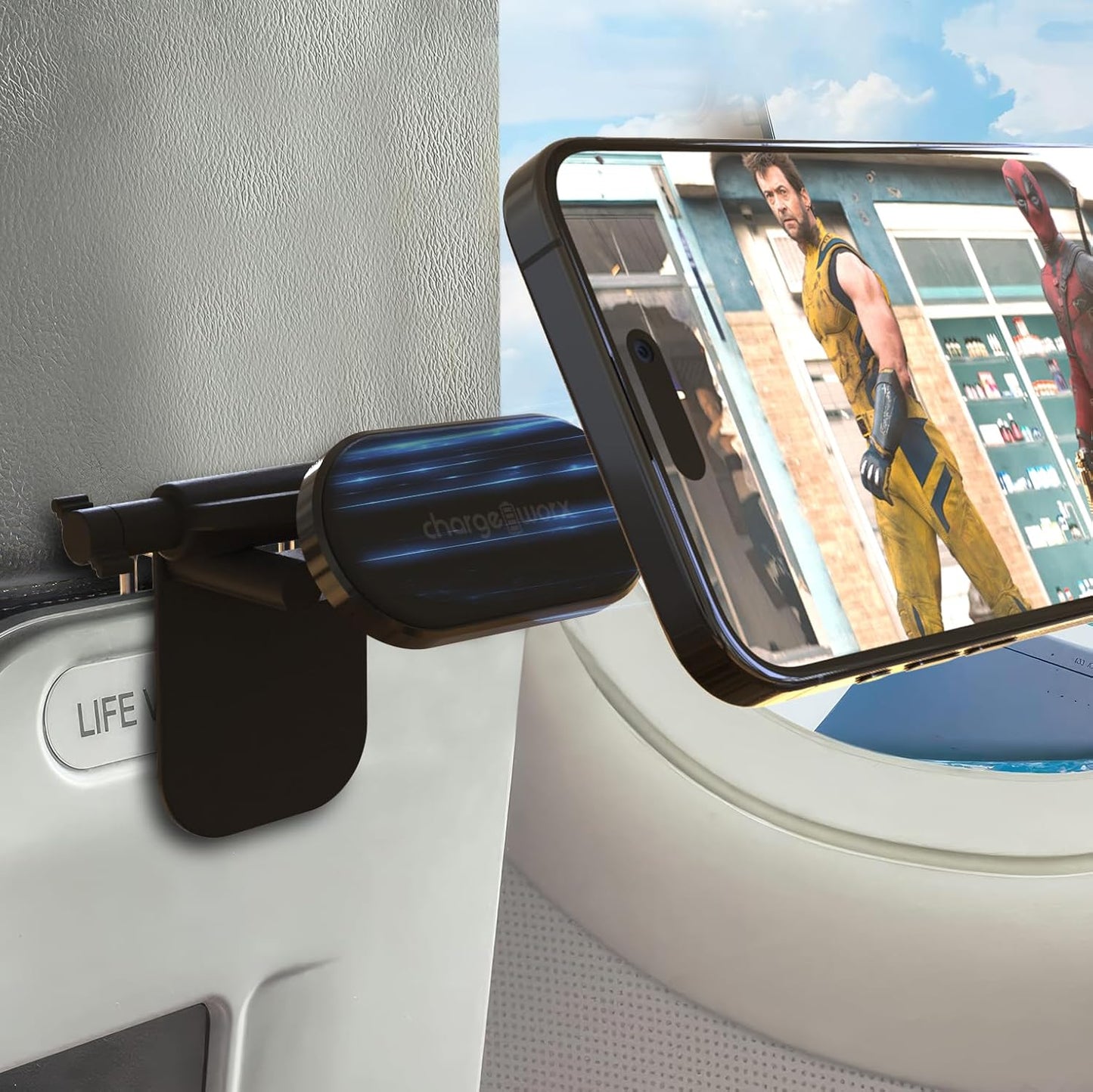 CHARGEWORX 360 90 in-Flight Magnetic Phone & Tablet Mount for Airplanes, MagSafe-Compatible Travel Phone Holder