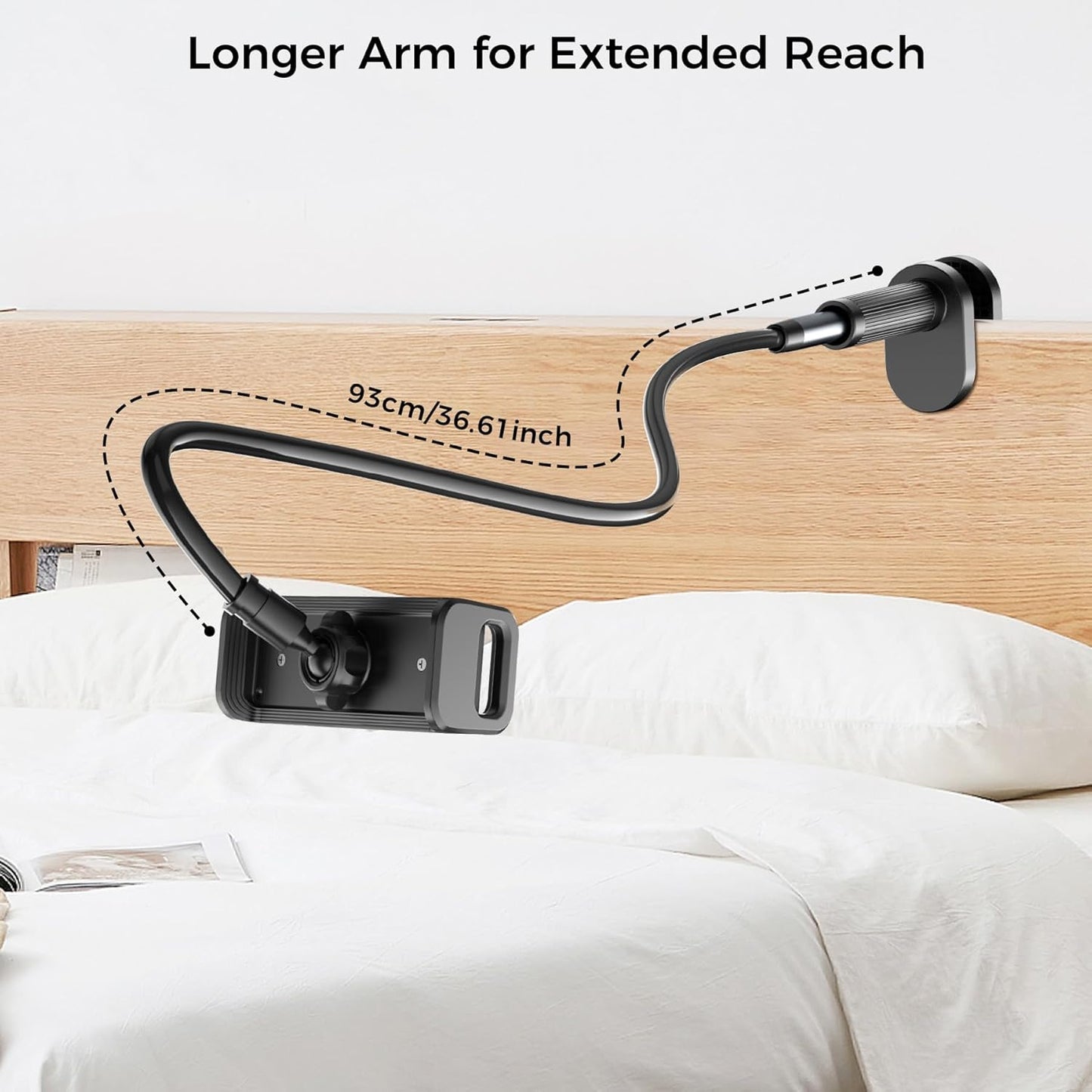 Kefotic Long Gooseneck Tablet Holder for Bed Works with Thick Case, eReader Stand Compatible with All Kindle Paperwhite