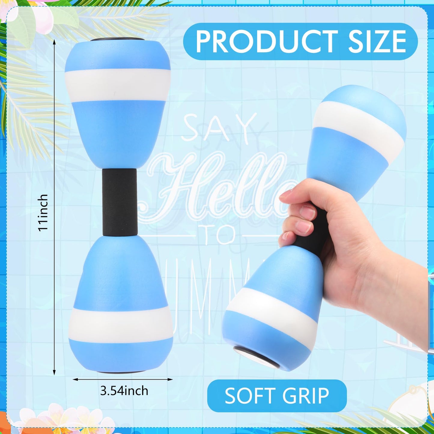 Seenelling Water Aerobics Set for Aquatic Exercise 1 Pair Neoprene Swimming Glove 2 Pcs Foam Aquatic Dumbbells Water Weights Equipment Pool Resistance Fitness Equipment for Training Workouts(Blue)