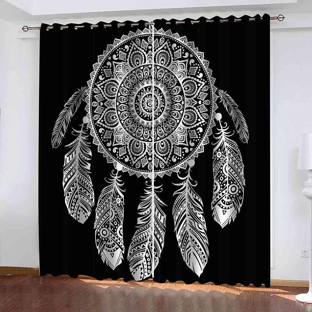 Regine Switzerland Printed Blackout Curtains - Colorful Dream Catcher Art | Thermal Insulated 2-Panel Set (46'' x 54'')