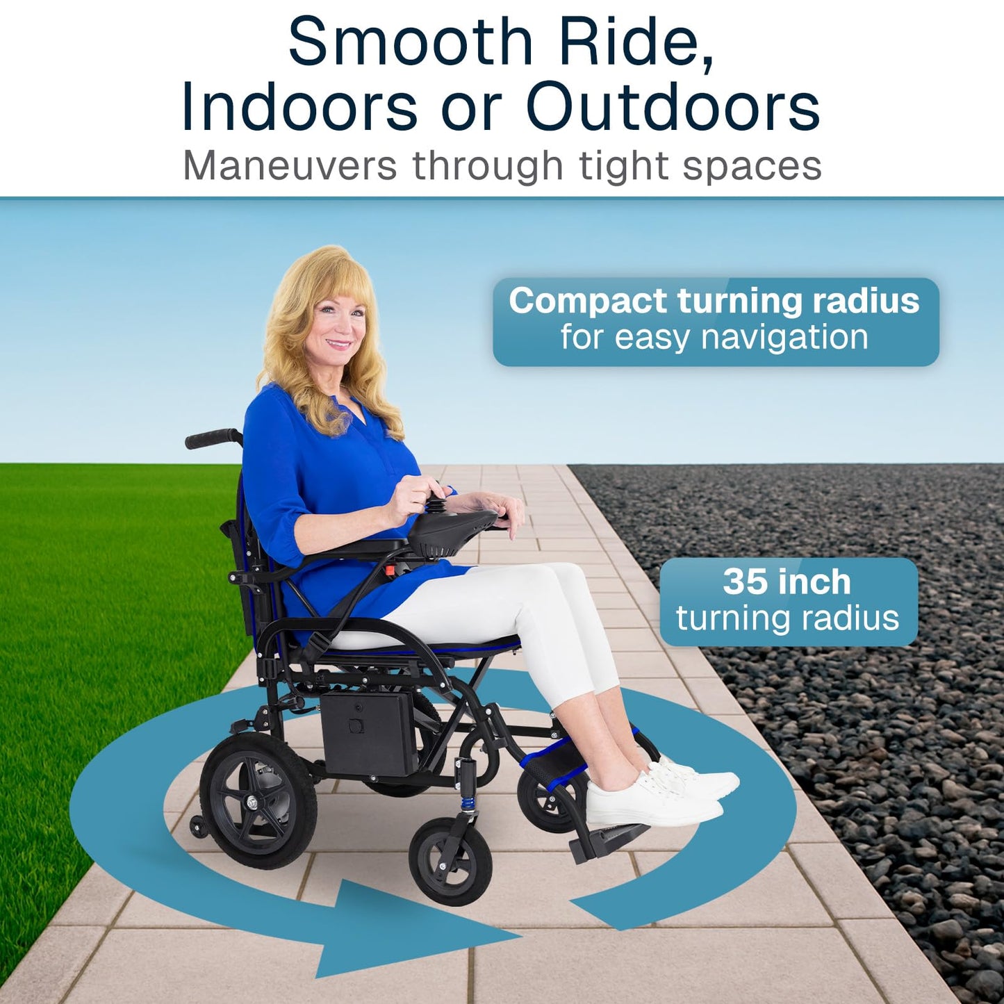 Vive Ultra Lightweight Electric Wheelchair for Adults - Foldable Power Wheel Chair - Collapsible, Folding, Ultralight, Motorized, Light Weight Travel Senior Folding Mobility Aid - Weighs Just 39 lbs