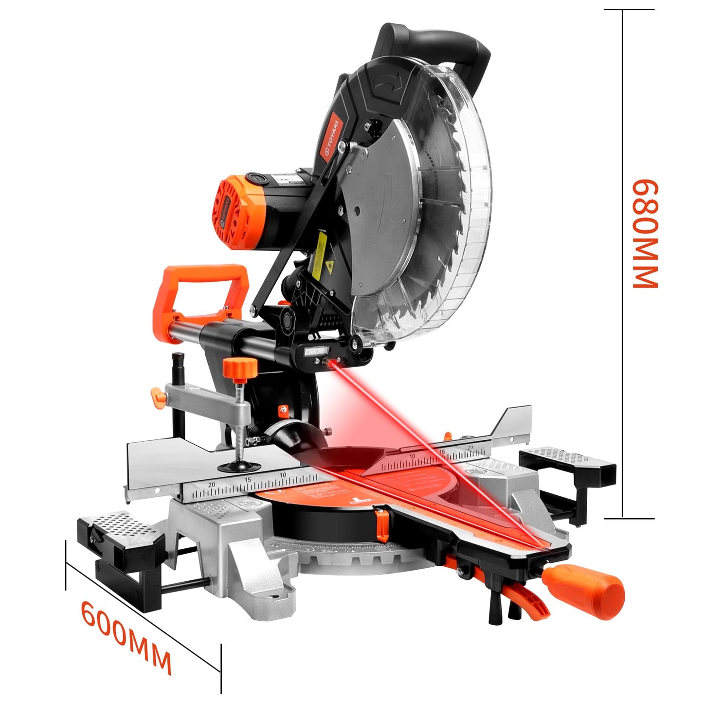 TOYAKI 12-Inch Sliding Compound Dual-Bevel Miter Saw With Laser Guide, LED Light,Extension Table, 15-Amp, 4.13x12.99inch Cutting Capacity, With 40T And 120T TCT Miter Saw Blades