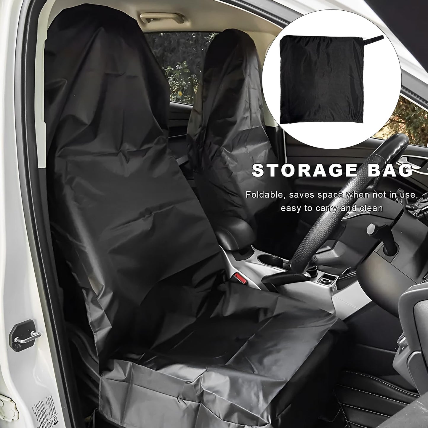 JNXIJ 2PCS Car Seat Cover Protector, Waterproof Sweatproof Auto Protective Front Seat Cover, Universal Washable Vehicle Bucket Seats Protector for Gym Workout Running Swimming Hiking