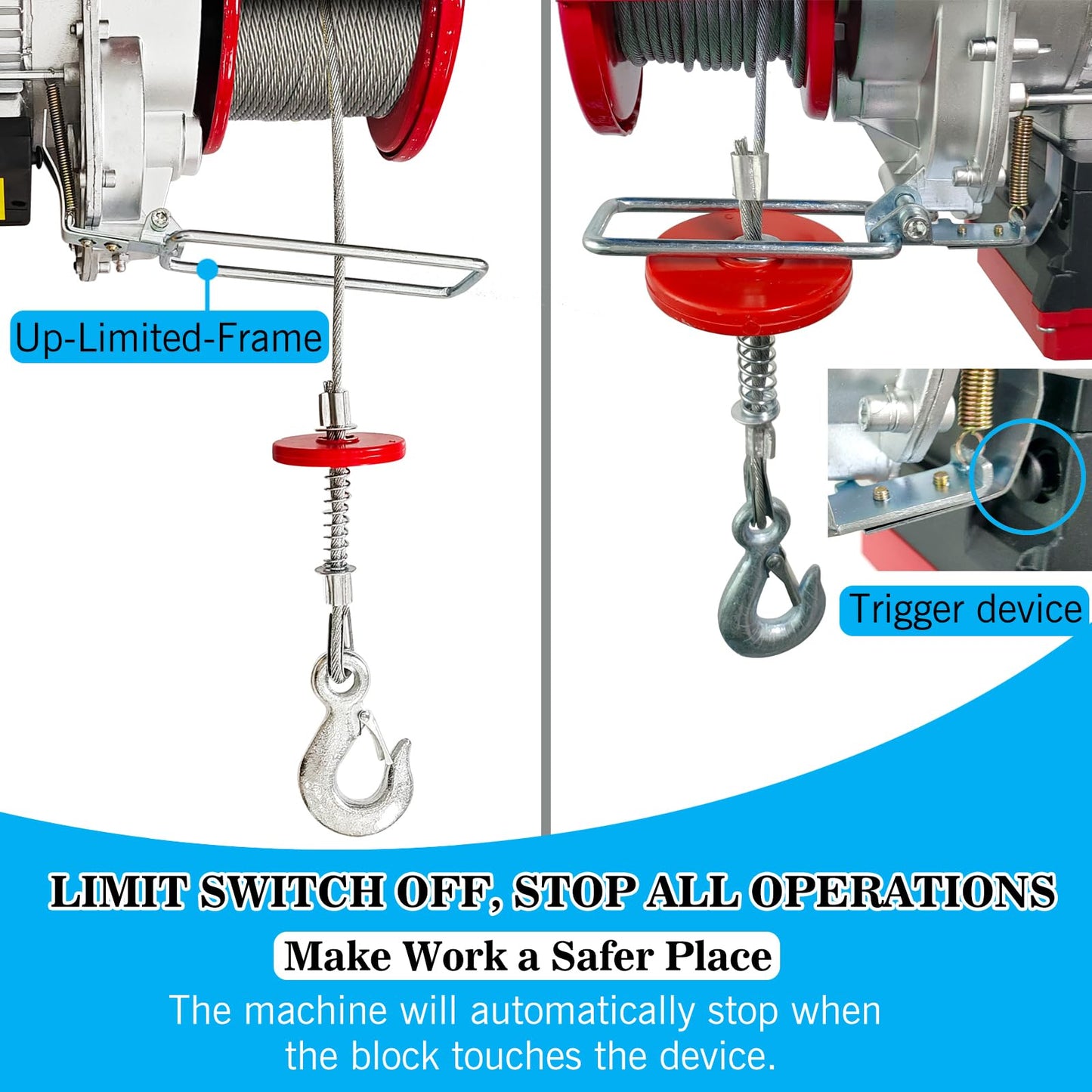 Electric Hoist Winch, 880 lbs 120V Electric Hoist with Remote Control,16ft/33ft Lifting Speed,328ft Wireless/Wire Electric Hoist for Garage,Warehouse,Factory,Construction Site, Attic
