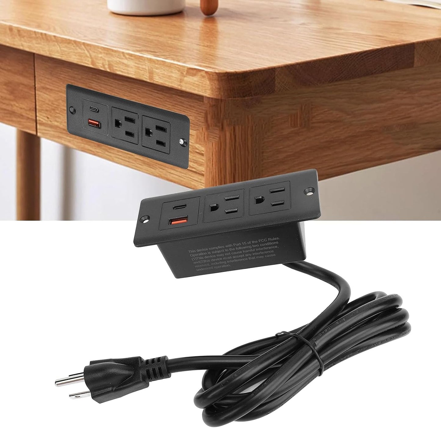 VELATEMOR 2 1.5m USB Power Strip Fast Charging Desk Outlet for Bedside Table Outlets Smart Technology Wire Cabinet