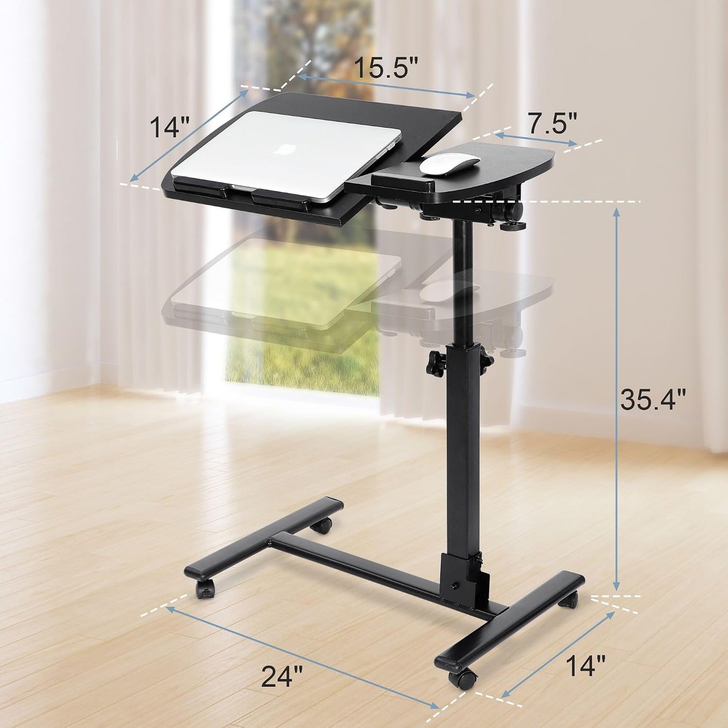 F2C 360 Portable Adjustable Height Swivel Laptop Desk PC Computer Mobile Notebook Laptop Stand Rolling Table Desk Cart