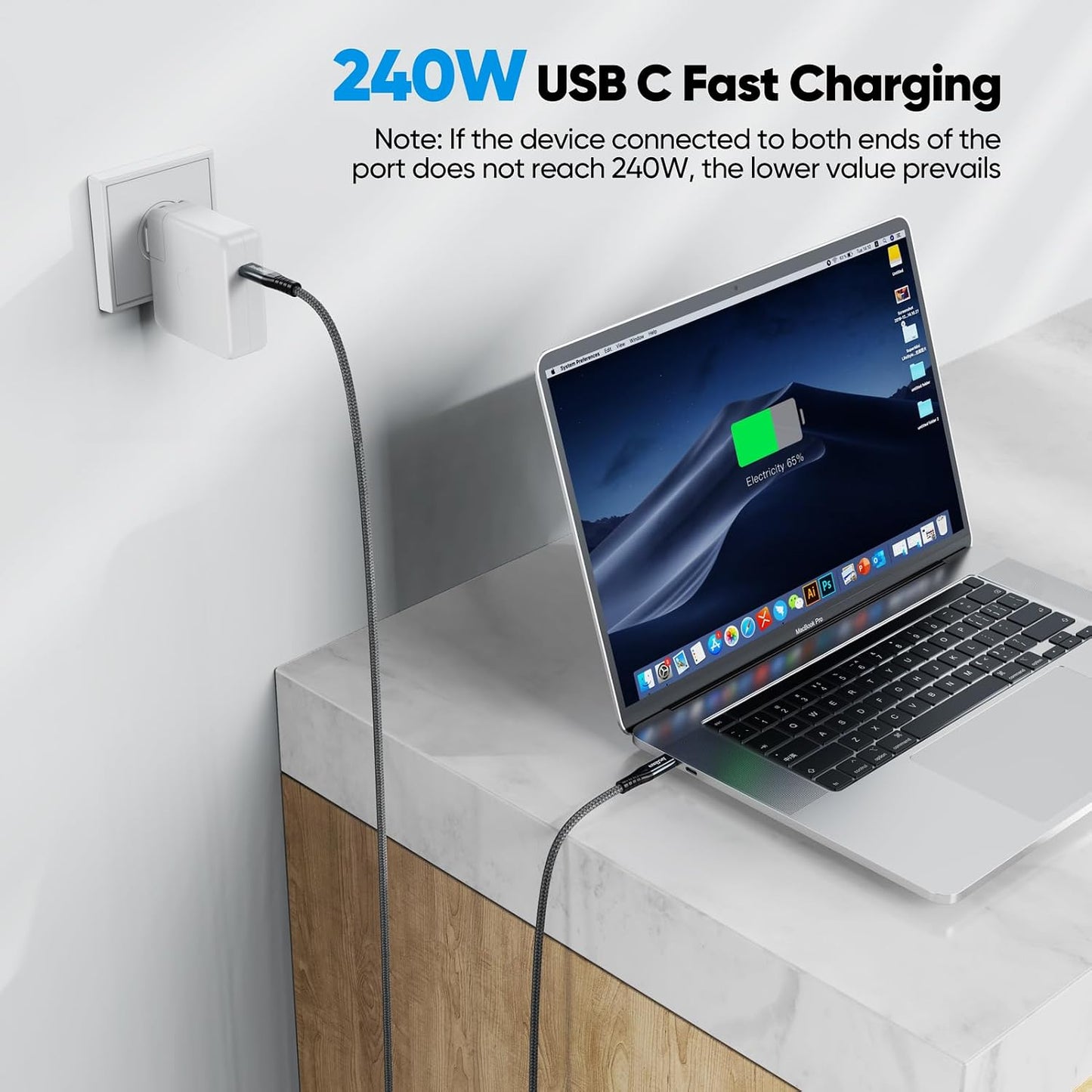 20ft 3.2 2 10Gbps 240W 4K@60Hz USB C to USB C Cable Long, USB C Gen High Speed Data Transfer & Charging & Type C