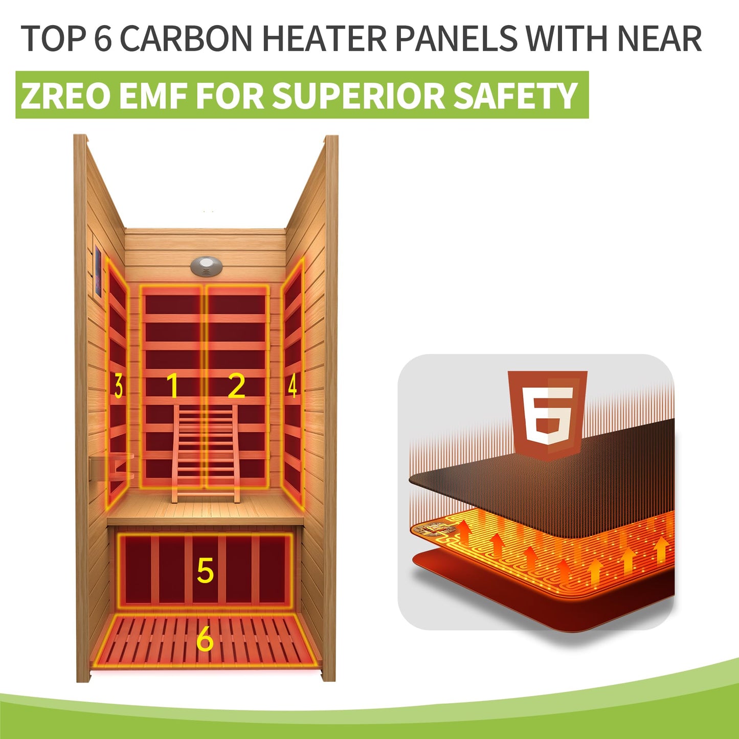 Real Relax 1 Person Infrared Sauna, Indoor Near Zero EMF Canadian Hemlock Wood Sauna with 1400W, 9 Chromo Therapy Lights, Oxygen Lonizer, Bluetooth, LCD Control Pannel for Home Spa Days