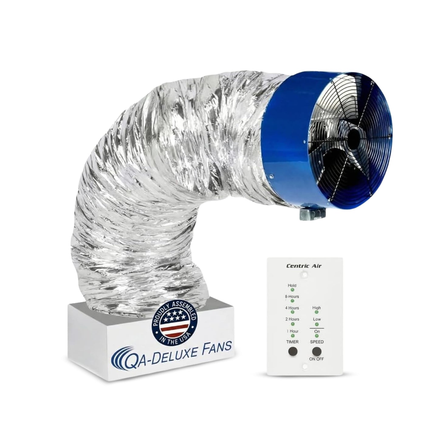 Centric Air QA-Deluxe 5500 Whole House Fan | Energy Efficient | Low Voltage Plug and Play, 2-Speed Wall Switch with Timer | R5 Insulated Damper | 5500 CFM | 10-Year Motor Warranty | Made in USA