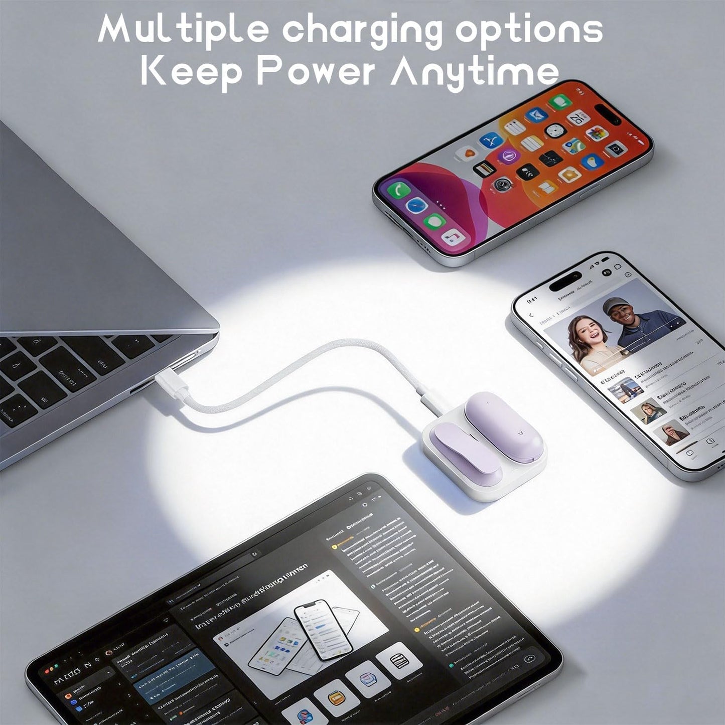 Tedubax 2-in-1 Magnetic Charging Dock for PLAUD NotePin Voice Recorder with USB-C Braided Cable, Fast Charging