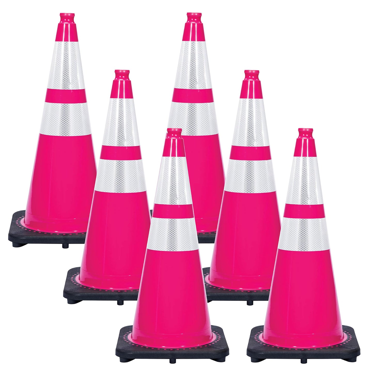 28" Safety Pink Reflective Traffic Cones (6-Pack)
