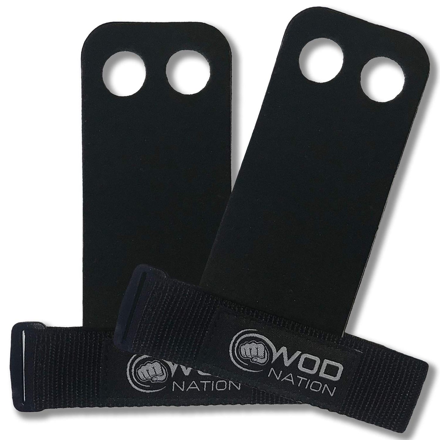 WOD Nation Barbell Gymnastics Grips for Pull-up Training - Black, Large - Leather Pull-Up Palm Grips & Kettlebell Hand Protector for Barbells