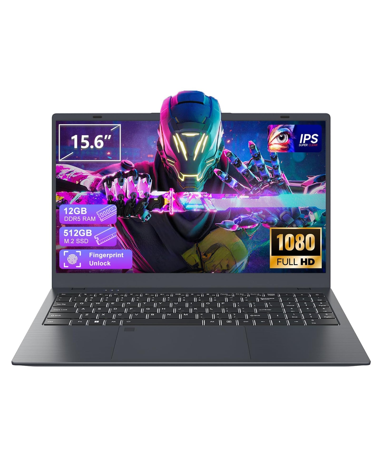 Zrasu Laptop with 12GB RAM 512GB SSD, 15.6 Inch FHD Laptop Computer, N95 Processor(up to 3.4GHz), Backlit Keyboard, Fingerprint Unlock, WiFi 6, Bluetooth 5.3