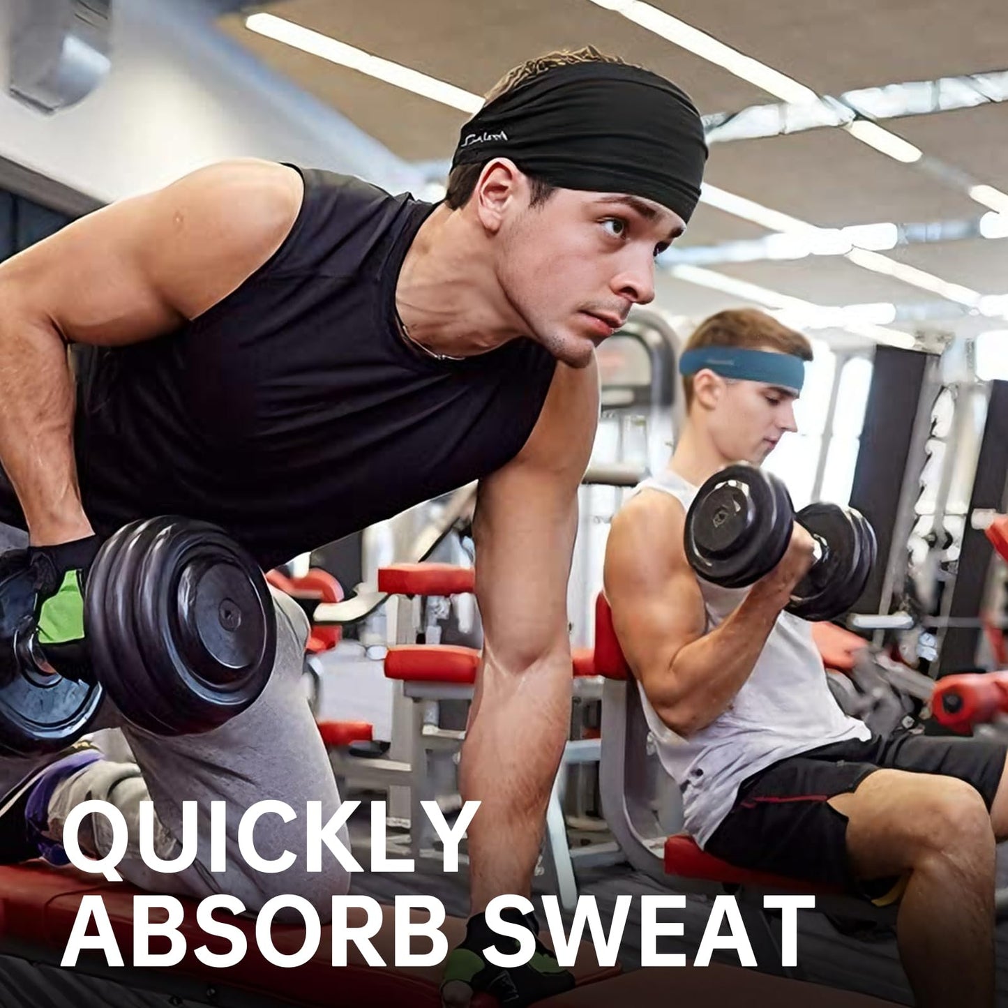 Sports Headbands for Men and Women - Moisture Wicking Hair-Band for Sports Fitness Workout Running Hiking Jogging Crossfit Cycling Yoga Basketball Soccer Tennis