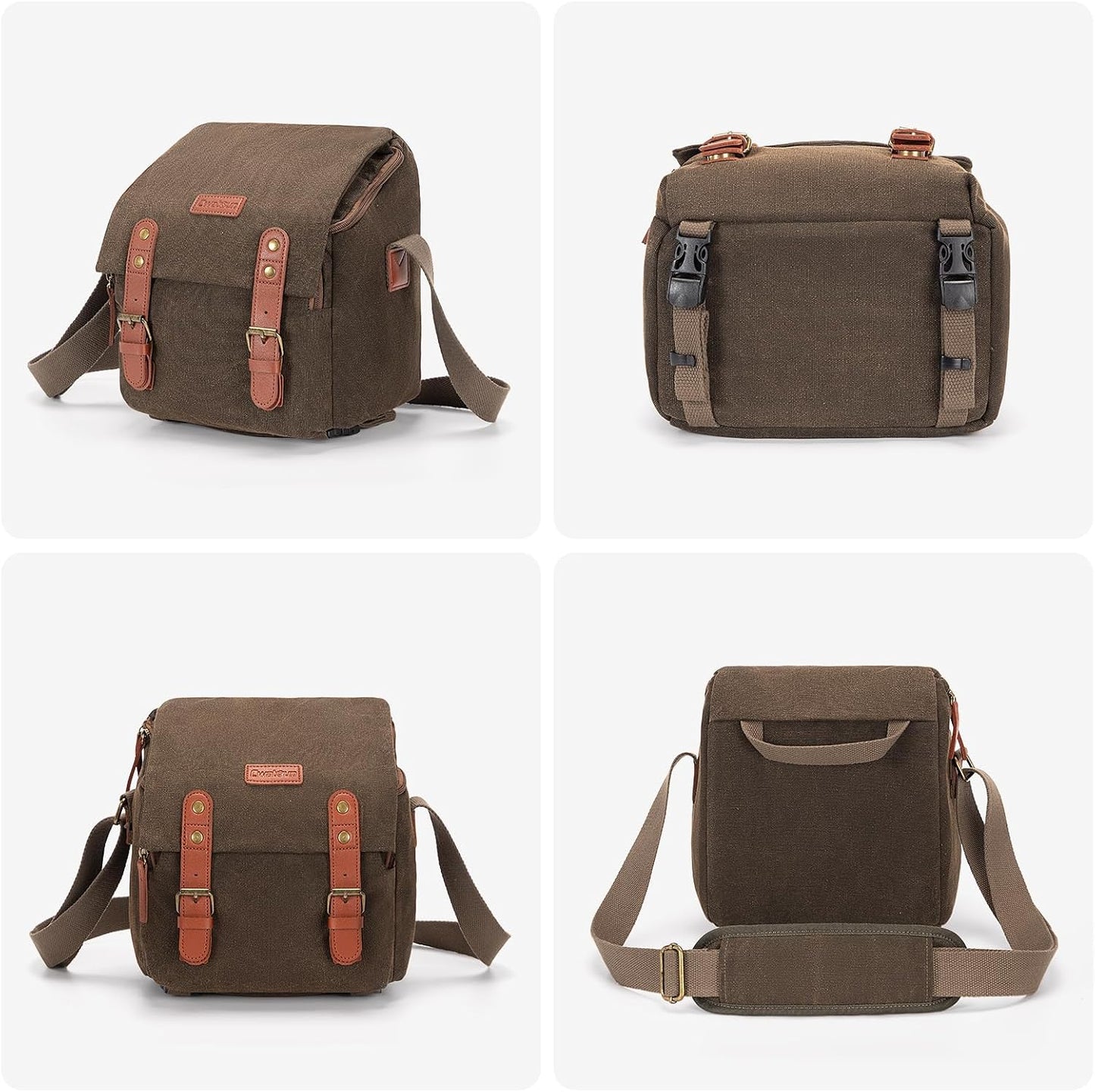 Cwatcun Small Camera Bag Compact Canvas Camera Messenger Bag, Digital Camera Shoulder Case, Travel Photography Bag