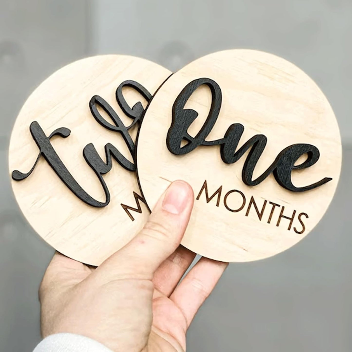 (S001) Baby Monthly Milestone, Wooden Baby Milestone Signs, Monthly Milestone Wood Discs, Baby Milestone Discs