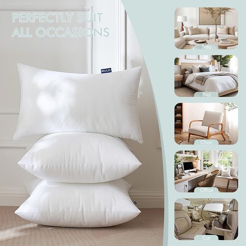 MIULEE Throw Pillow Inserts - Set of 2, 18x18 Inches, Non-Woven Decorative Cushions for Living Room