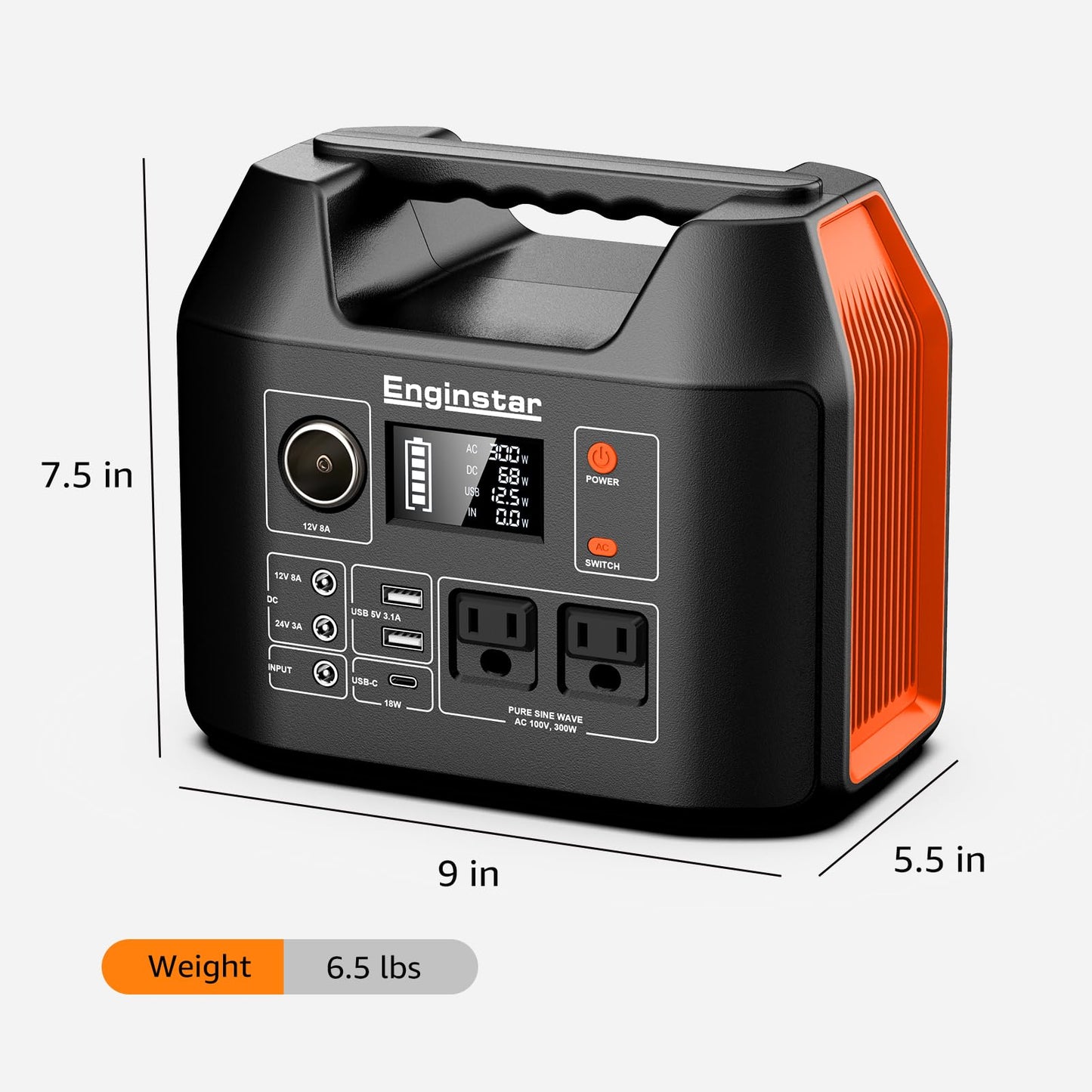 300W Portable Power Station 296Wh/80000mAh Outdoor Solar Generators Mobile Lithium Battery Pack 110V Outlet Solar Power Bank Camping Power Supply for Indoor Outdoor with 40W Solar Panel