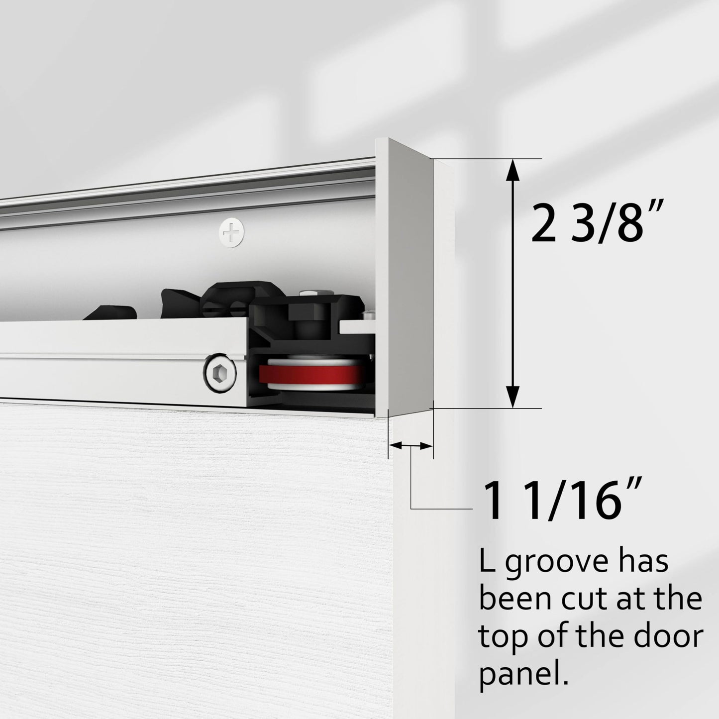JUBEST 36"x84" Concealed Sliding Barn Door with Horizontal Groove and Soft Close Hardware Kit, White Flush Hidden Door for Opening 32"-34"x80", Waterproof and Smooth Sliding, for Interior Using