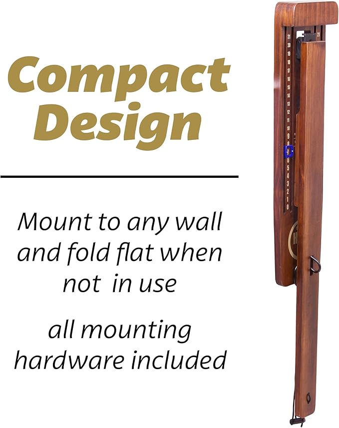 GoSports Hook 21 Wall Mount Ring Swing Game - Play Indoors or Outdoors with Foldable Arm