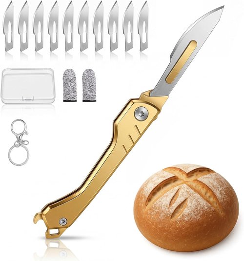 Bread Lame - Sourdough Scoring Tool with 10 Razor Blades & Protective Cover | Portable Baking Kit