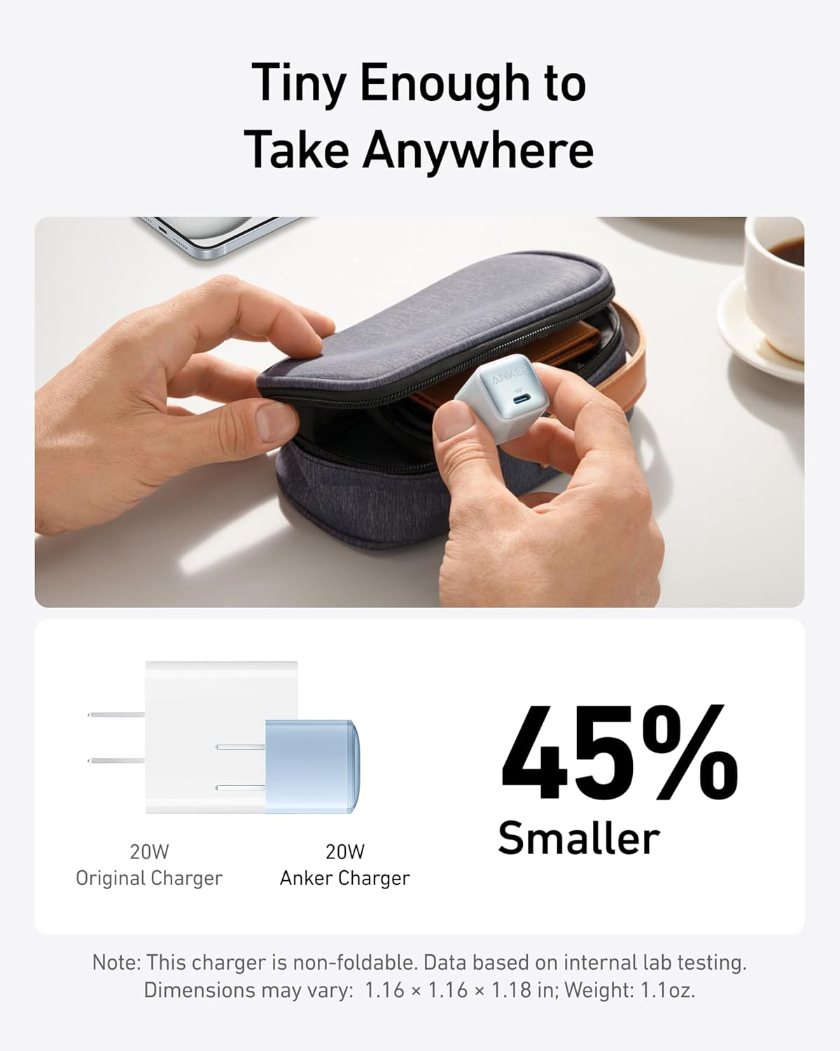 Anker 20W 3.0 17/16/15/14/13 4/3, USB C Charger Block (Nano Pro), PIQ Compact Fast Charger for iPhone Series, Galaxy