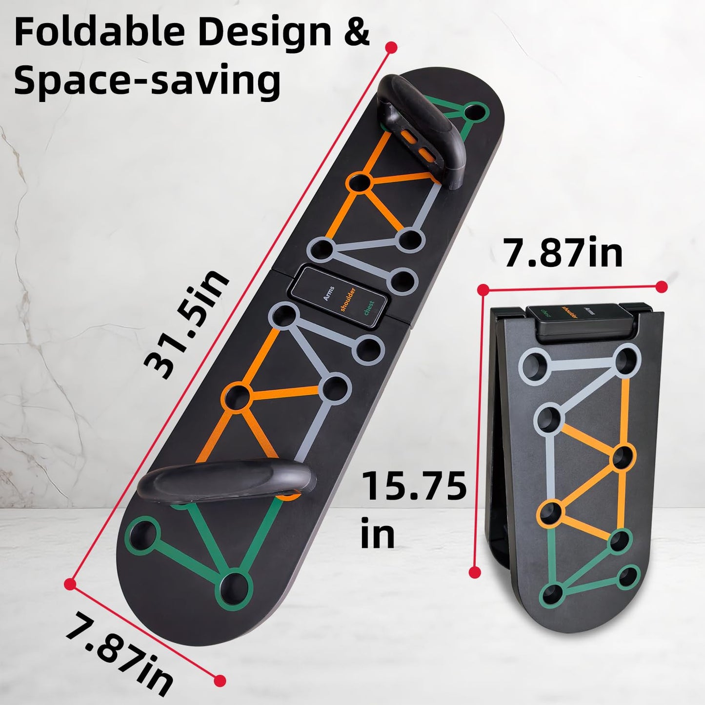 Foldable Push Up Board System 10-in-1 Multifunctional Push Up Bar for Full-Body Strength Training with Pushup Handles, Portable Home Gym Equipment Chest & Arm Muscle Builder for Men & Women