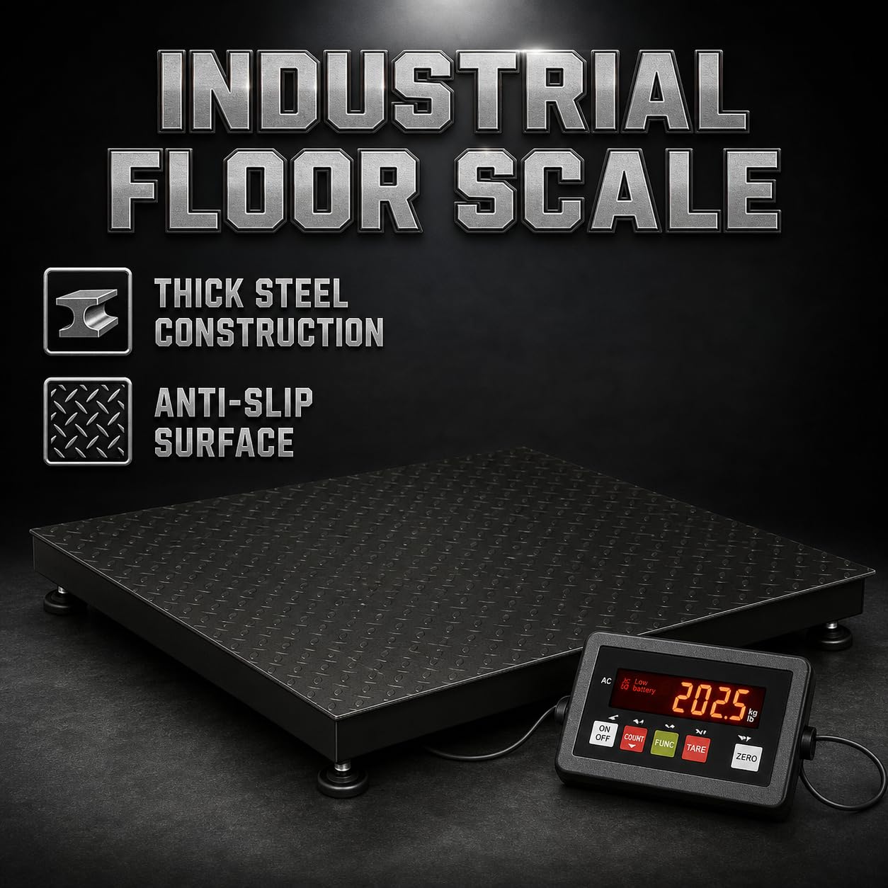BizAutom Industrial Floor Scales, 48"x48" 10000lbx1lb Accurate Pallet Scale with Smart Digital Indicator, Heavy-Duty Weighing Scale for Warehouse Shipping and Industrial Use, (4'x4')
