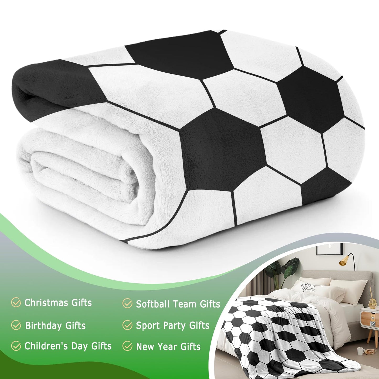 KING DARE Soccer Blanket, Soccer Gifts for Boys Girls 6-8-12, Unique Soccer Stuff Gifts for Soccer Lover, Soft Fleece Soccer Throw Blankets for Kids 50x60 Inch