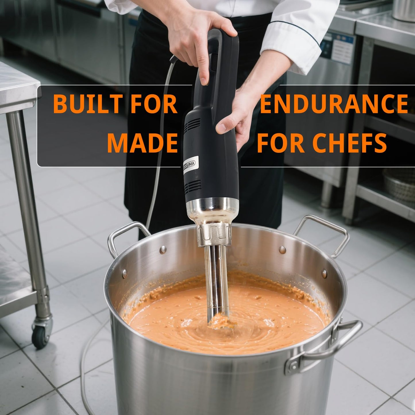 COOLUMA Commercial Immersion Blender, 500W Heavy Huty Hand Blender With 16 Inch Removable Shaft, 6,000-20,000 RPM Variable Speed, Industrial Hand Mixer For Pro Restaurant Kitchen.