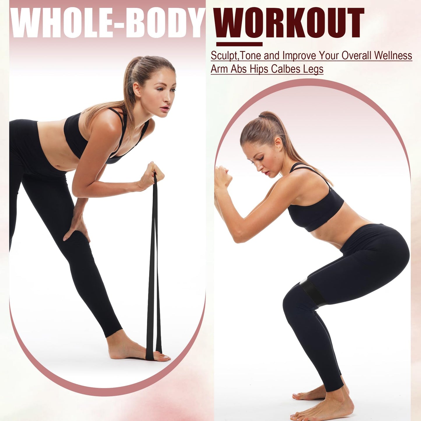 Deekin 50 Pcs Resistance Bands Resistance Loop Exercise Bands Exercise Equipment Elastic Ring for Women and Men Home Fitness, Gym, Yoga (40 Lbs,Black)
