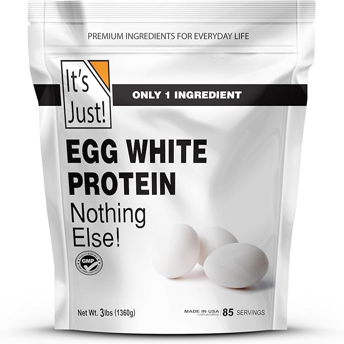 It's Just! - Egg White Protein Powder, Made in USA, Dried Egg Whites (Unflavored, 3lb)