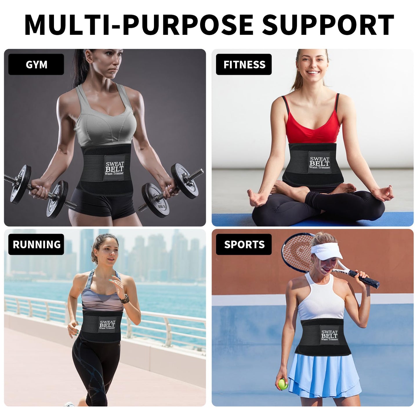 LKV Waist Trainer for Women Working Out - Thick Sweat Band & Slimming Sweat Belt - Body Shaper Waist Trimmer for Lower Belly Fat - Black