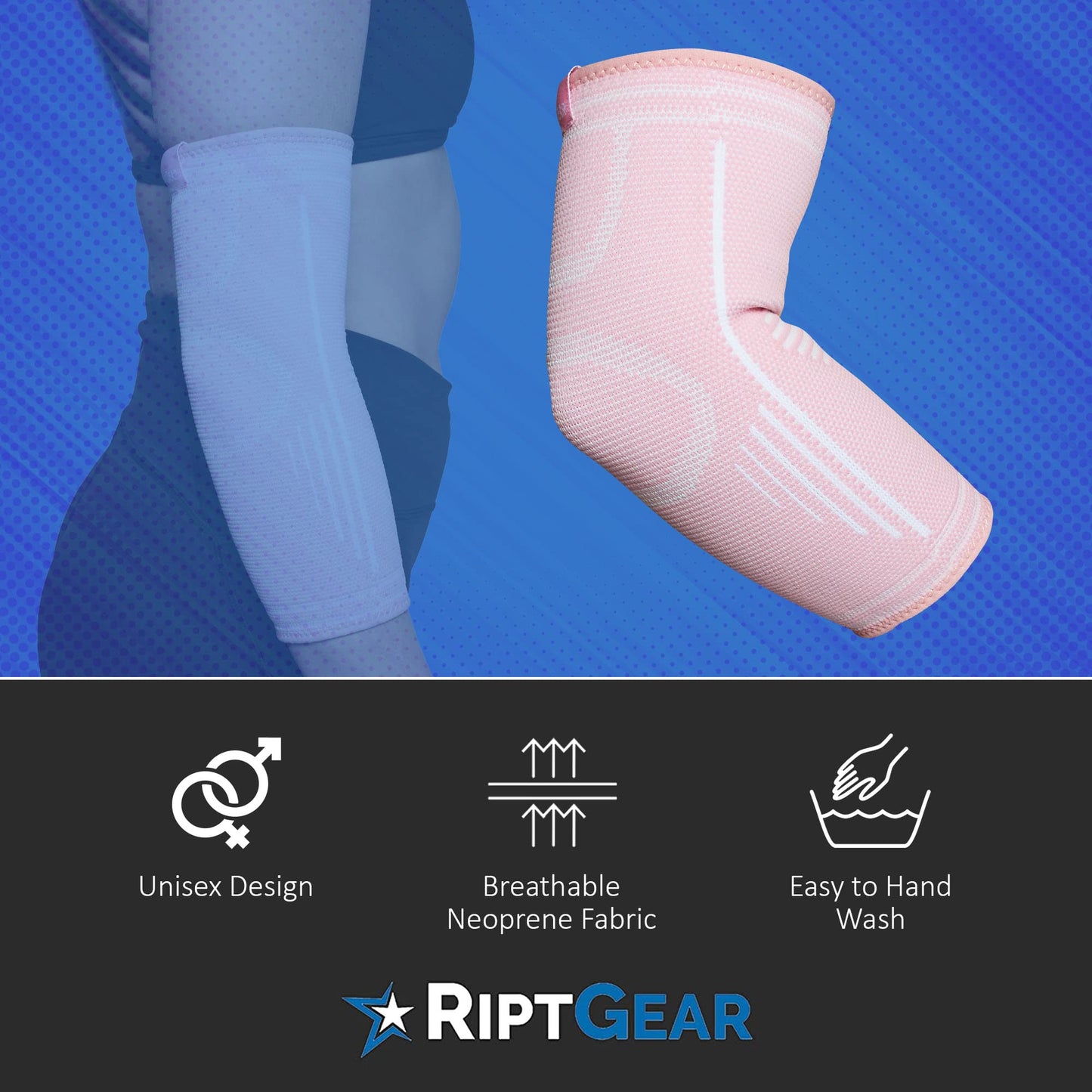 RiptGear Elbow Compression Sleeve - Elbow Brace for Men and Women - Elbow Sleeve for Tendonitis, Tennis Elbow, Golfers Elbow, Bursitis, Elbow Support Treatment for Joint Pain (Medium, Pink (1 Pack))