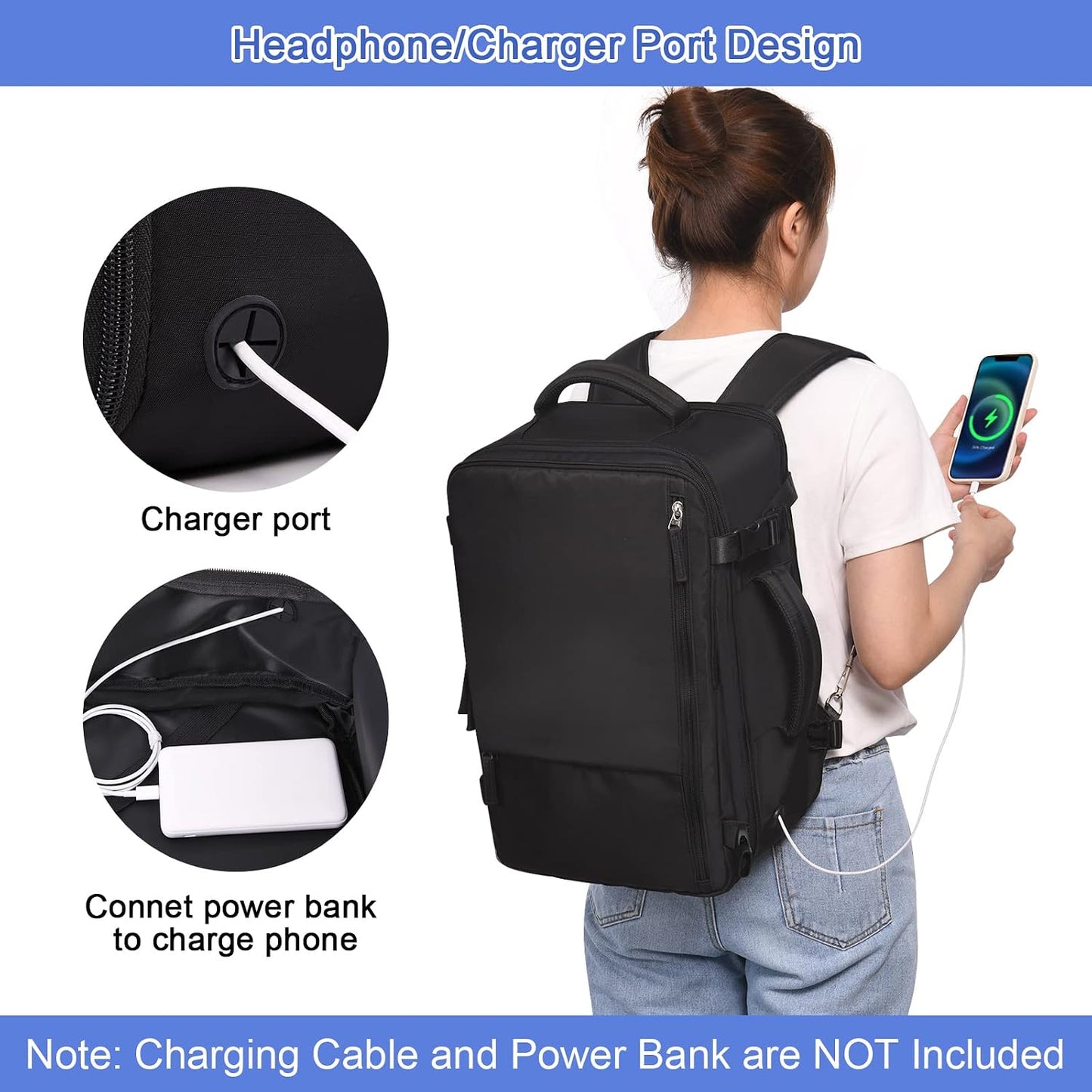 Backpack 40L Backpack, 17 Inch Backpack Sinaliy Large Travel for Women Men, Expandable Carry On Laptop College Bookbag